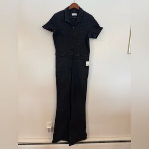We The Free Free People Black Mamba Denim Zip Front Jumpsuit NWT Size XL